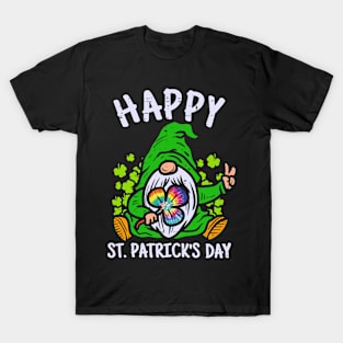 Happy St. Patrick's Day Gnome Tie Dye Shamrock T-Shirt